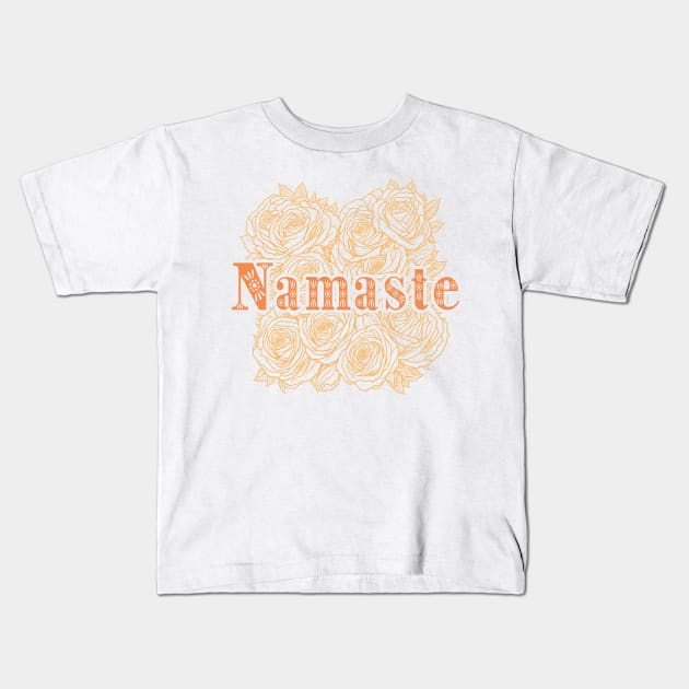 Namaste Roses Outline Design Kids T-Shirt by ArtMichalS